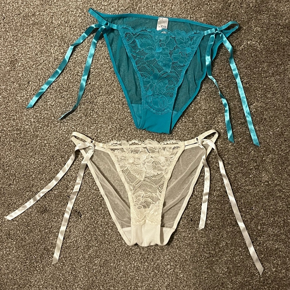 Brand New sheer & lace panties - La Senza - white bridal (SM) & blue (MED)